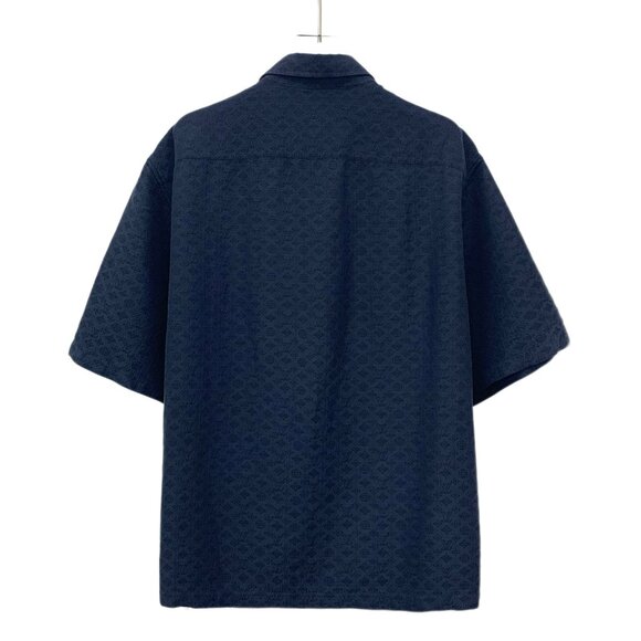 LOUIS VUITTON Mens Monogram Short Sleeve Button Down Shirt Size M Navy Blue Made - Picture 2 of 7